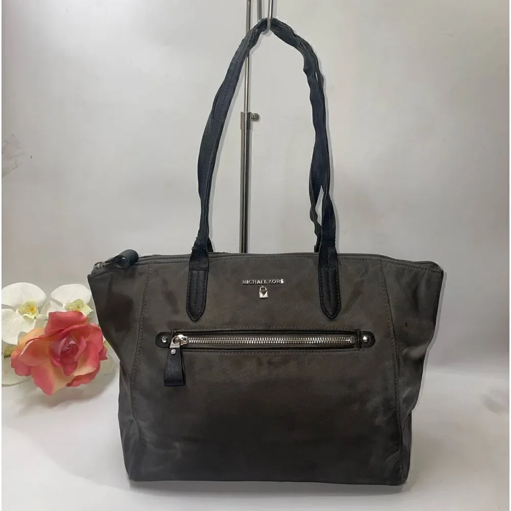 Michael Kors Canvas Leather Trim Tote Shoulder Bag